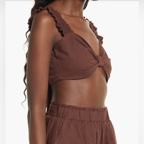 Charlie Holiday Chocolate Brown Diana Linen & Cotton Bra Top.  Small (4)… - Picture 2 of 10
